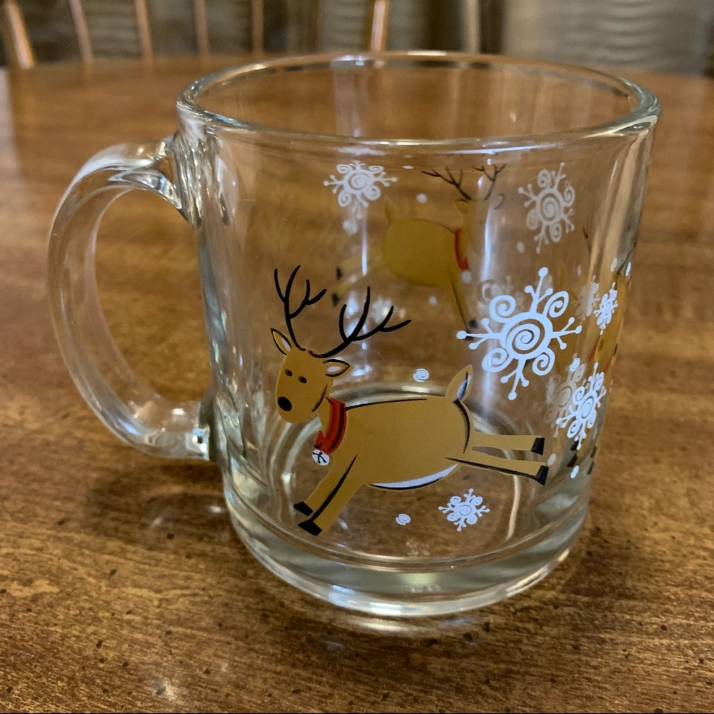 Glass Reindeer Snowflake Christmas Mug - Picture 2 of 6